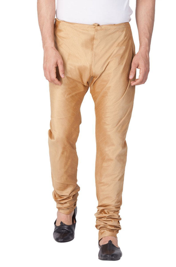 Men's Gold Cotton Silk Blend Pyjama - Vastramay