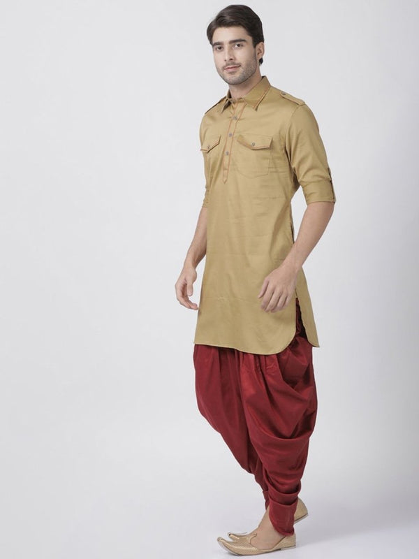 Men's Beige Cotton Blend Kurta - Vastramay