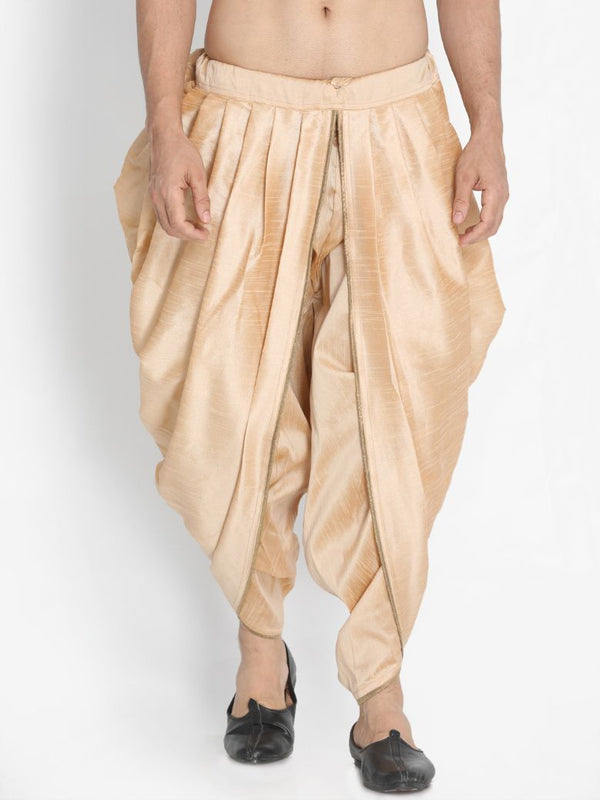 Men's Gold Silk Blend Dhoti - Vastramay