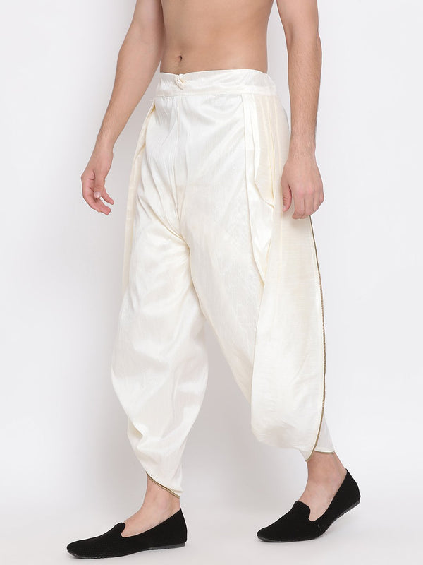 Men's Cream Solid Dhoti Pant - Vastramay