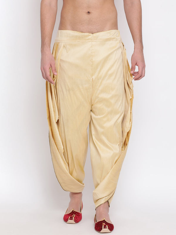 Jashvi Men's Gold Silk Blend Dhoti Pant