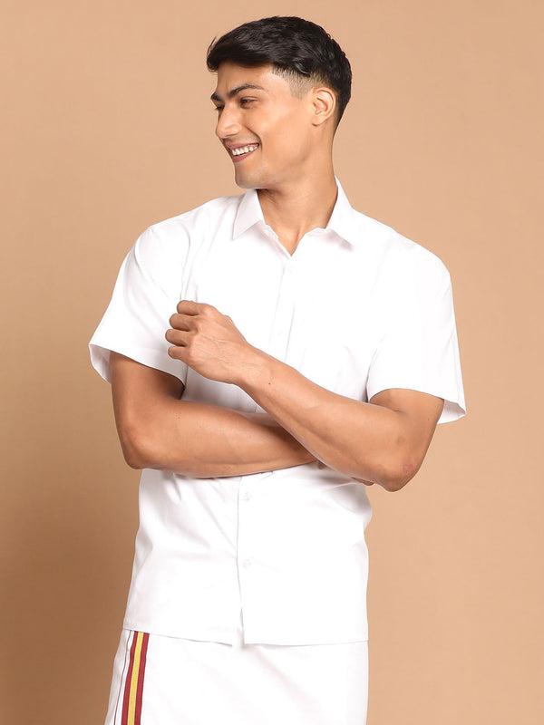 Jashvi Men's White Cotton Shirt