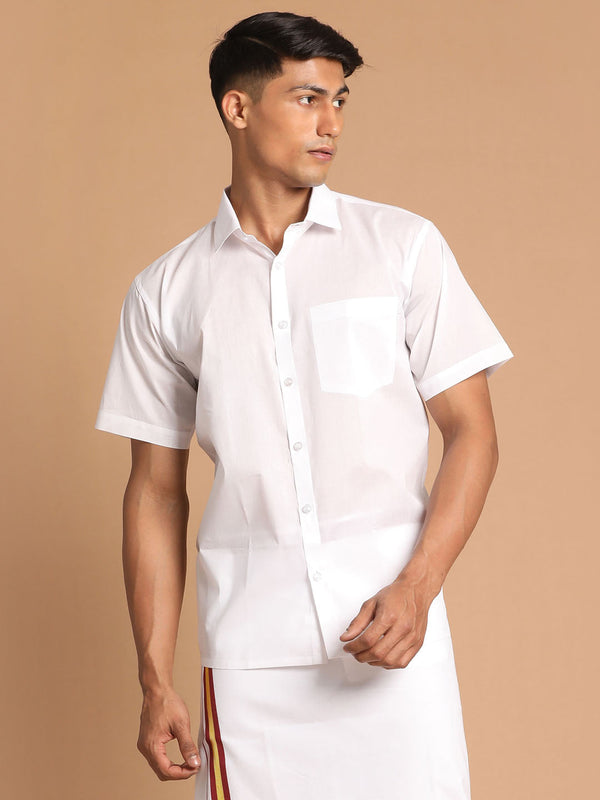 Jashvi Men's White Cotton Shirt