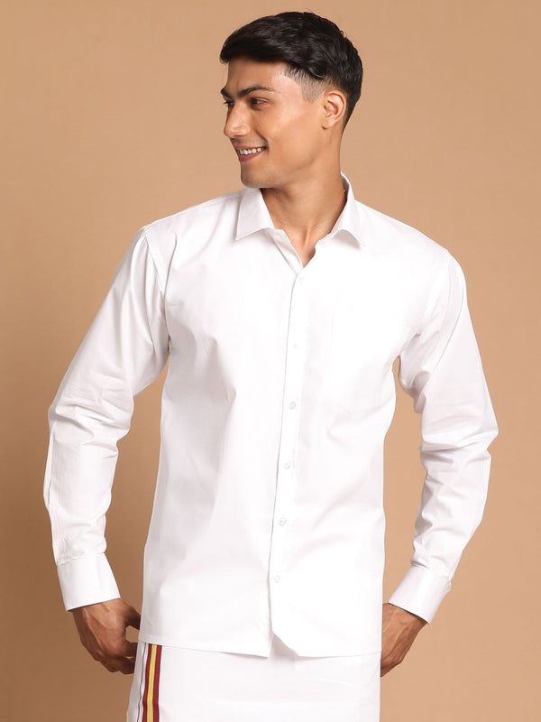 Jashvi Men's White Color Cotton Shirt