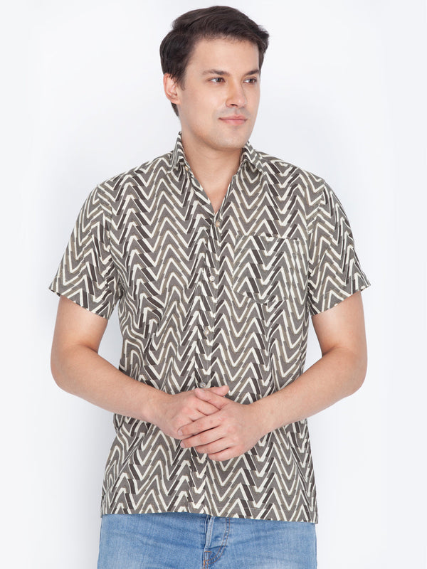 Jashvi Men's Brown Cotton Ethnic Shirt