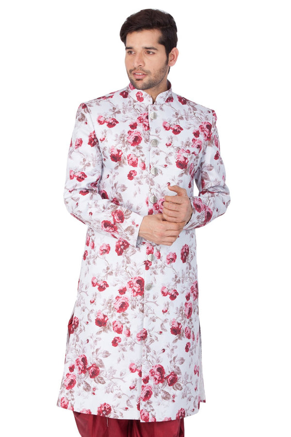 Men's Multicolor Cotton Silk Blend Sherwani Only Top - Vastramay