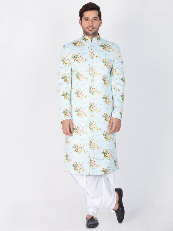 Men's Multicolor Cotton Blend Sherwani Set - Vastramay