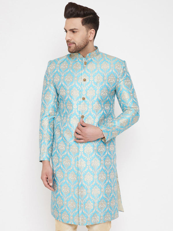 Jashvi  Men's Sea Green Sherwani -Only Top