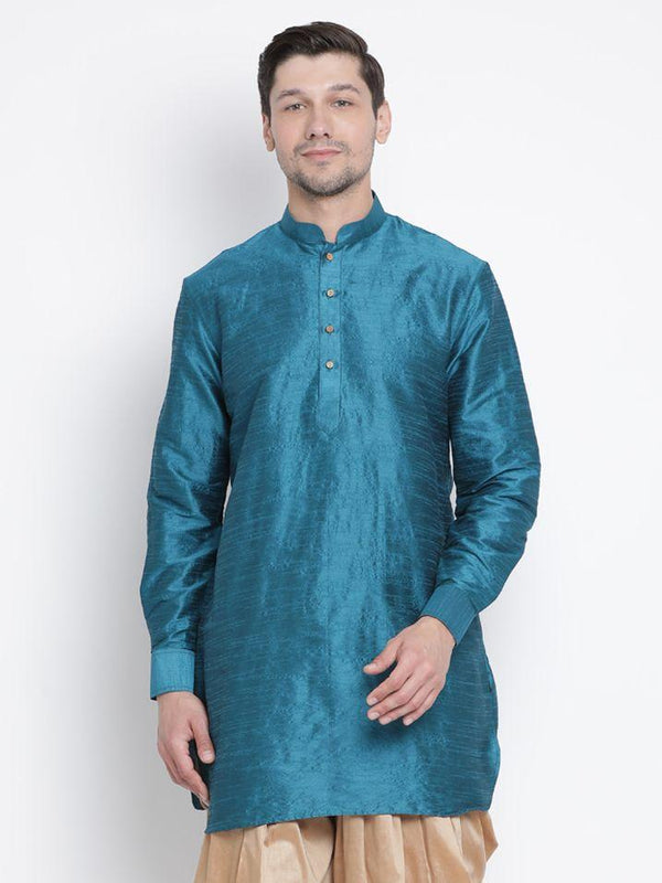 Men's Dark Green Silk Blend Kurta - Vastramay