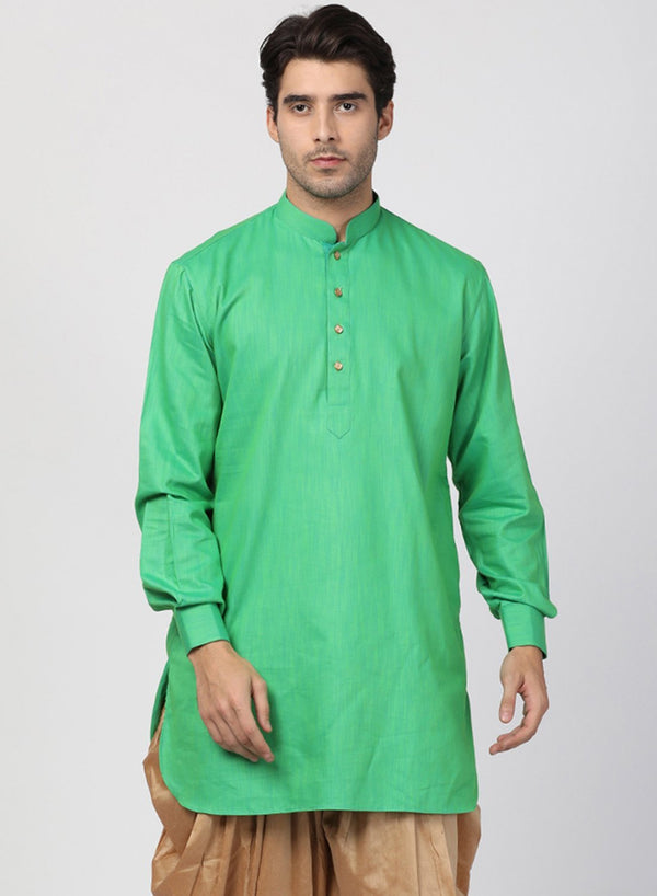 Men's Green Cotton Kurta - Vastramay