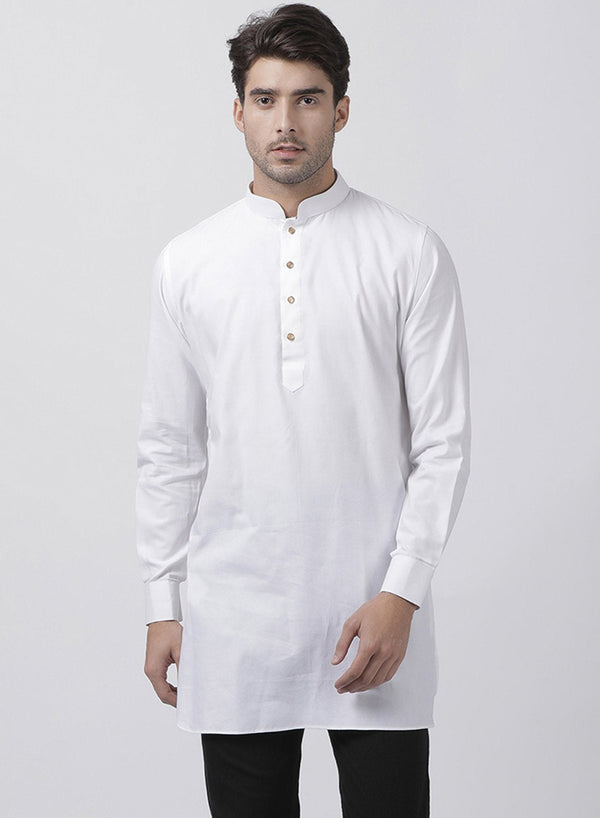 Men's White Cotton Kurta for Men's - Vastramay