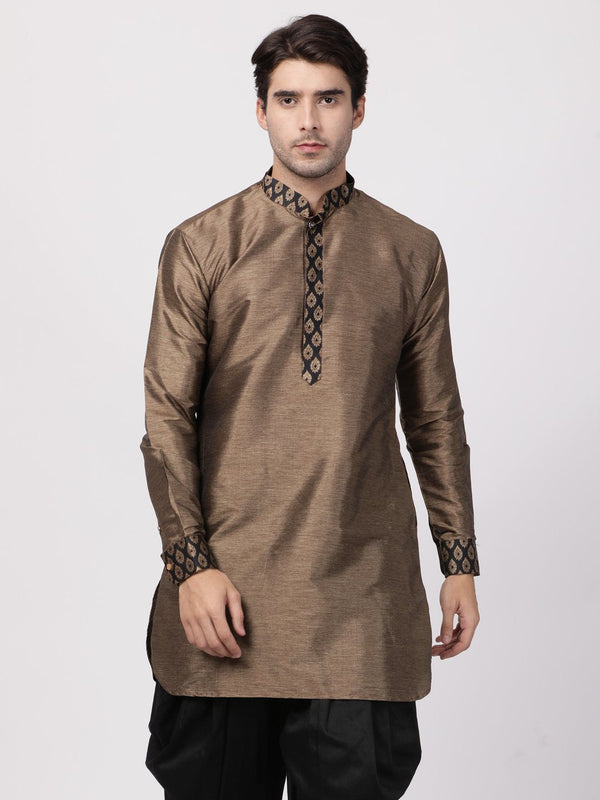 Men's Black Cotton Silk Blend Kurta - Vastramay