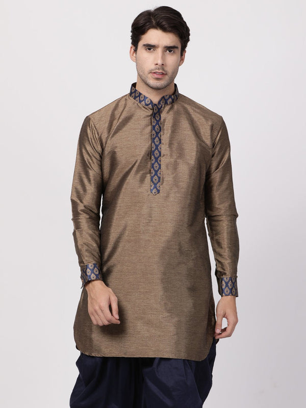 Men's Bronze Cotton Silk Blend Kurta - Vastramay