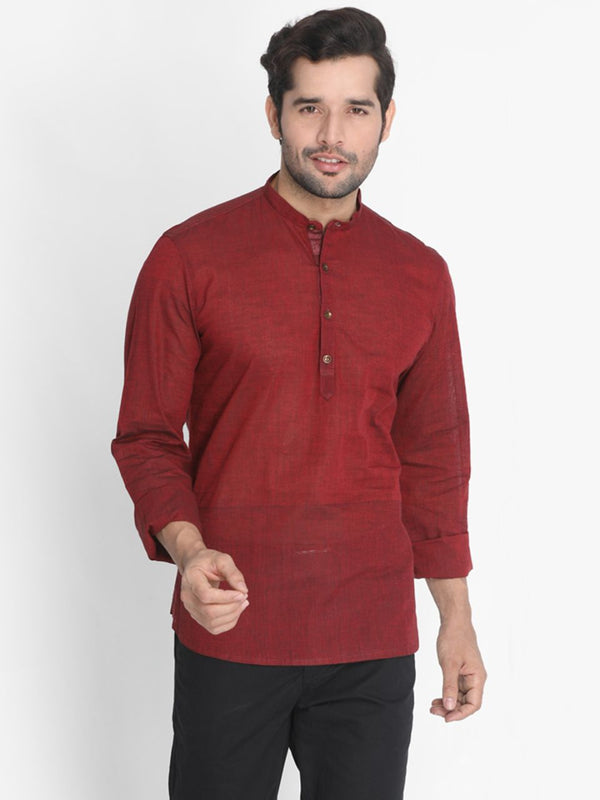 Men's Pure Cotton Maroon color Kurta for Men's - Vastramay