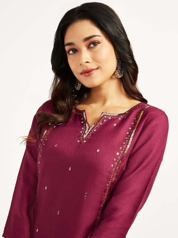 Jashvi Women's Wine Only Kurta