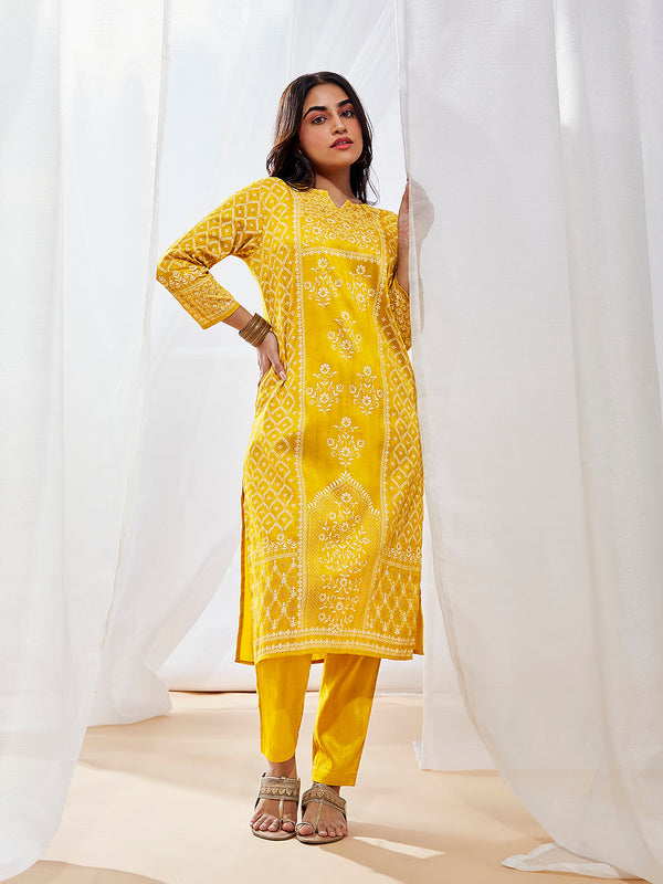 Jashvi Women's Mustard Kurta Set