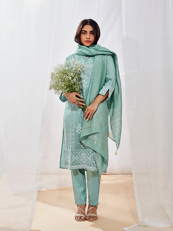 Jashvi Women's Mint Green Kurta Set