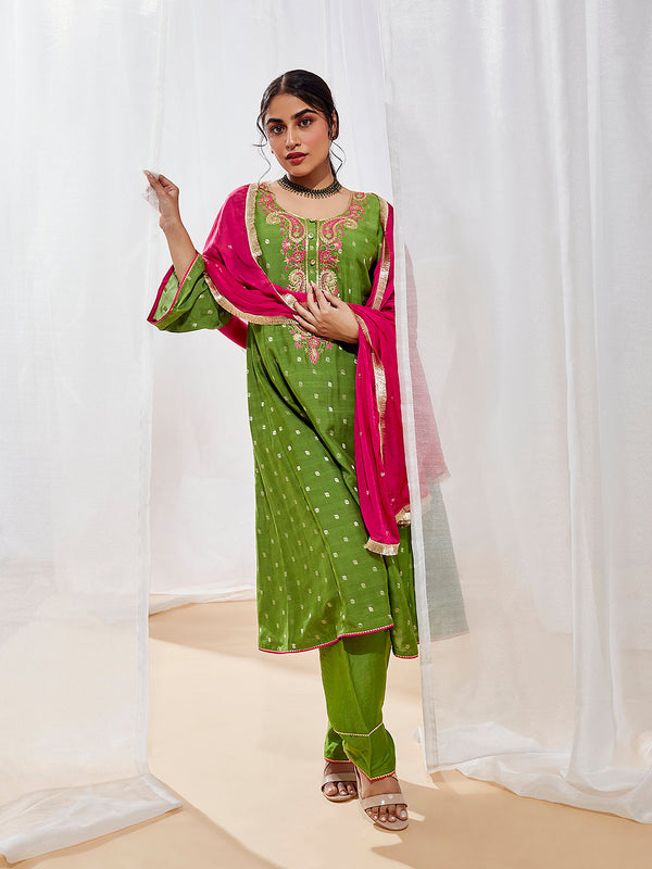 Jashvi Women's Green Kurta Set