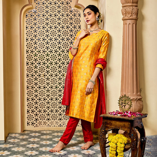 Jashvi Women's Mustard Kurta Set