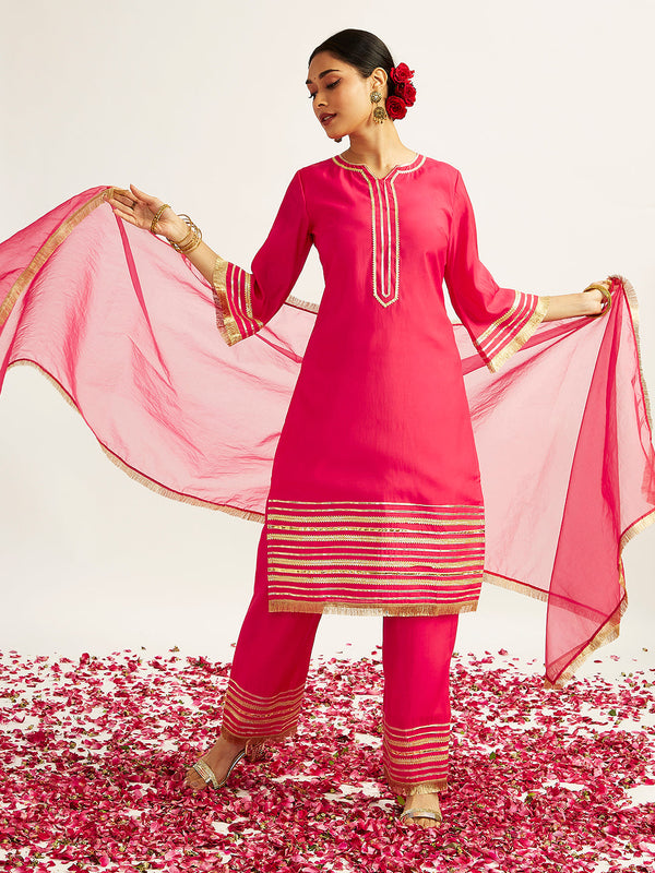 Jashvi Women's Pink Kurta Set