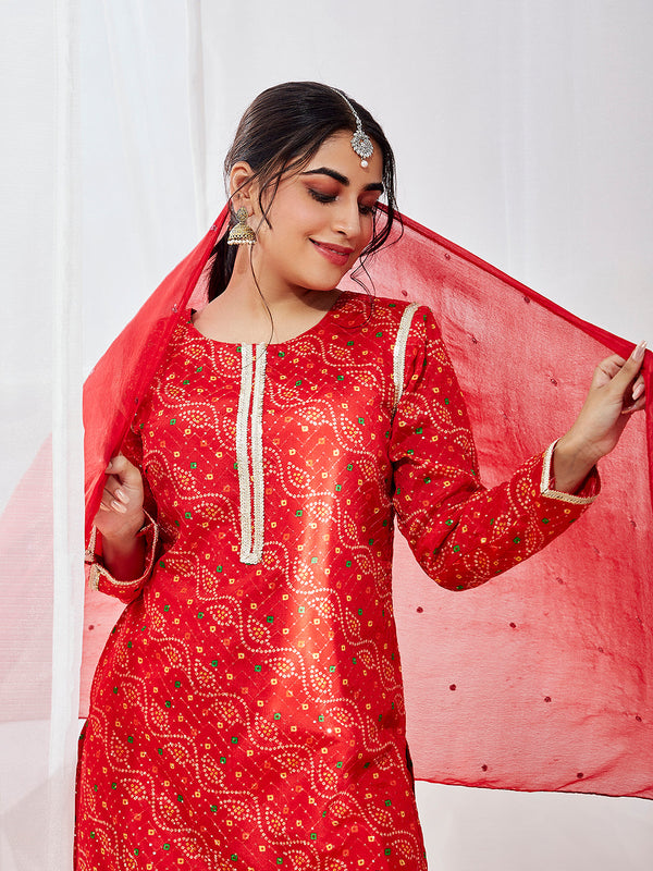 Jashvi Women's Red Kurta Set