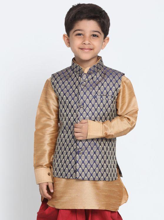 Cotton Silk Blend Nehru Jacket for Boys - Vastramay Boys