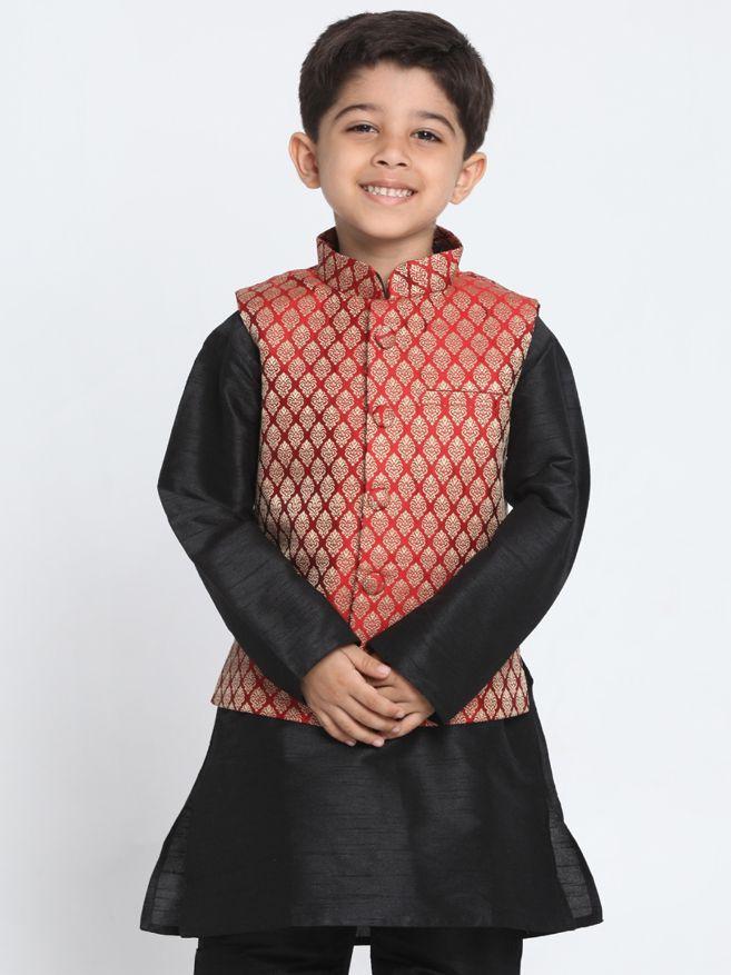 Cotton Silk Blend Nehru Jacket for Boys - Vastramay Boys