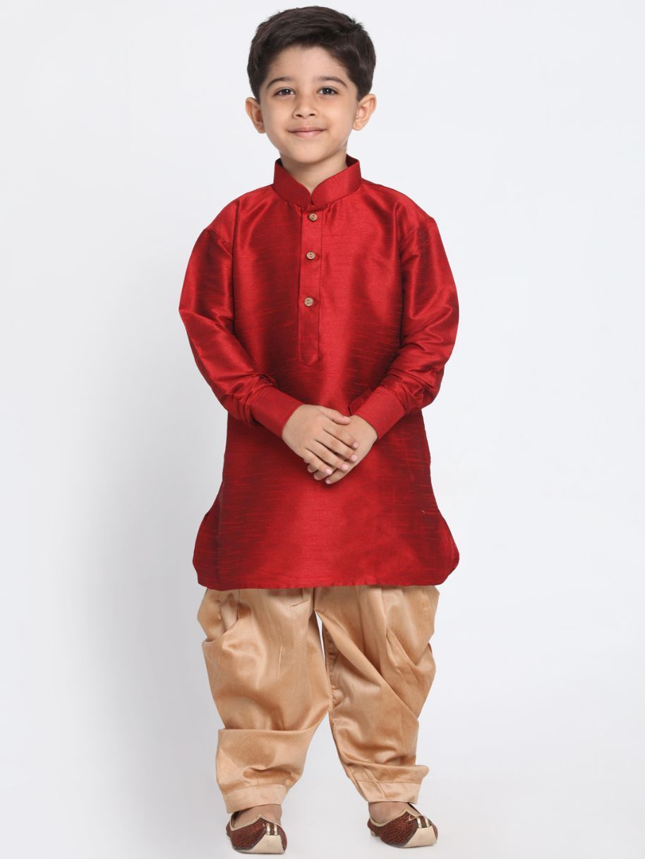 Cotton Silk Blend Dhoti Kurta Set for Boys - Vastramay Boys