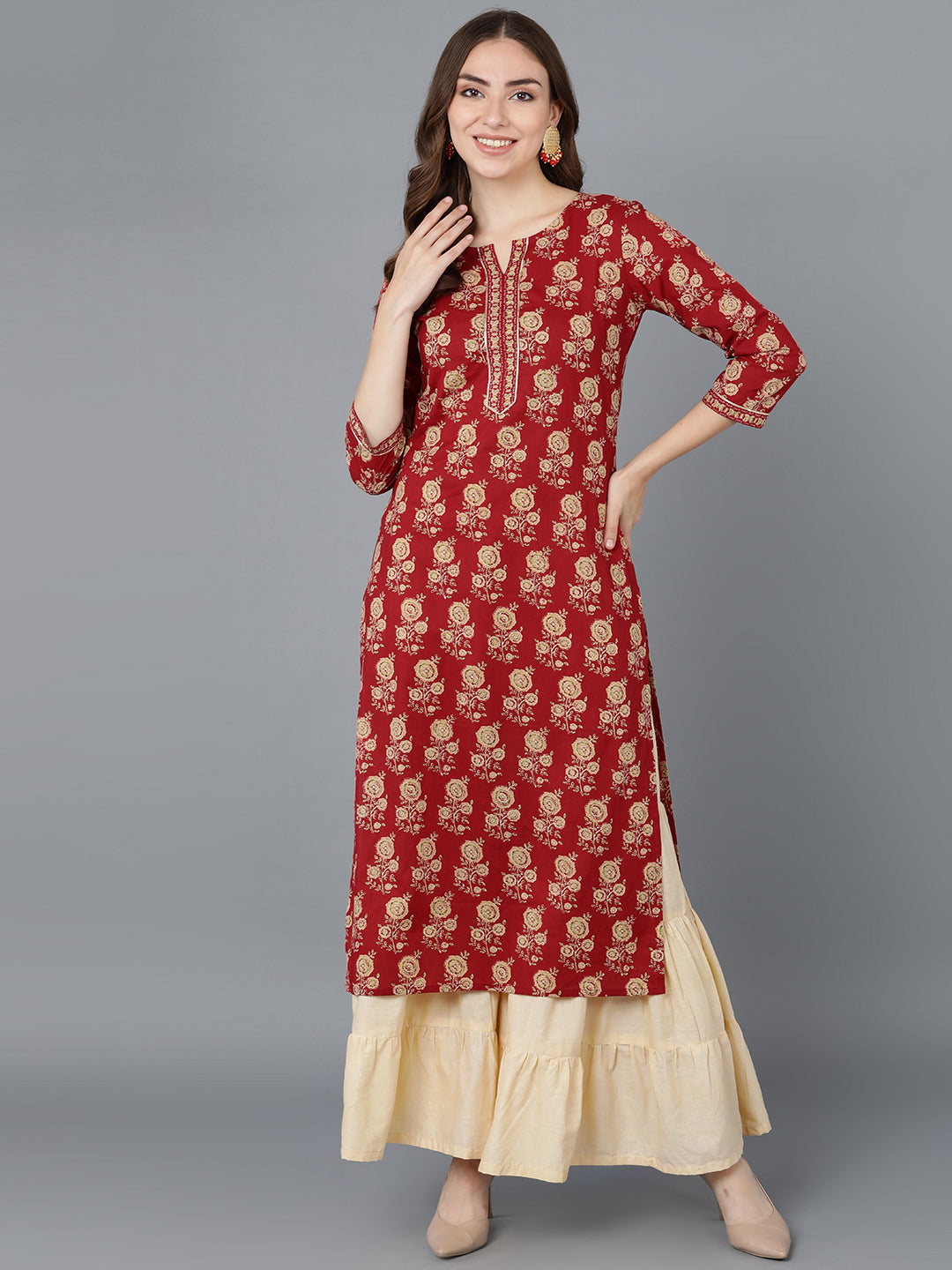 Women's Ahika Cotton Floral Printed Kurta - Ahika