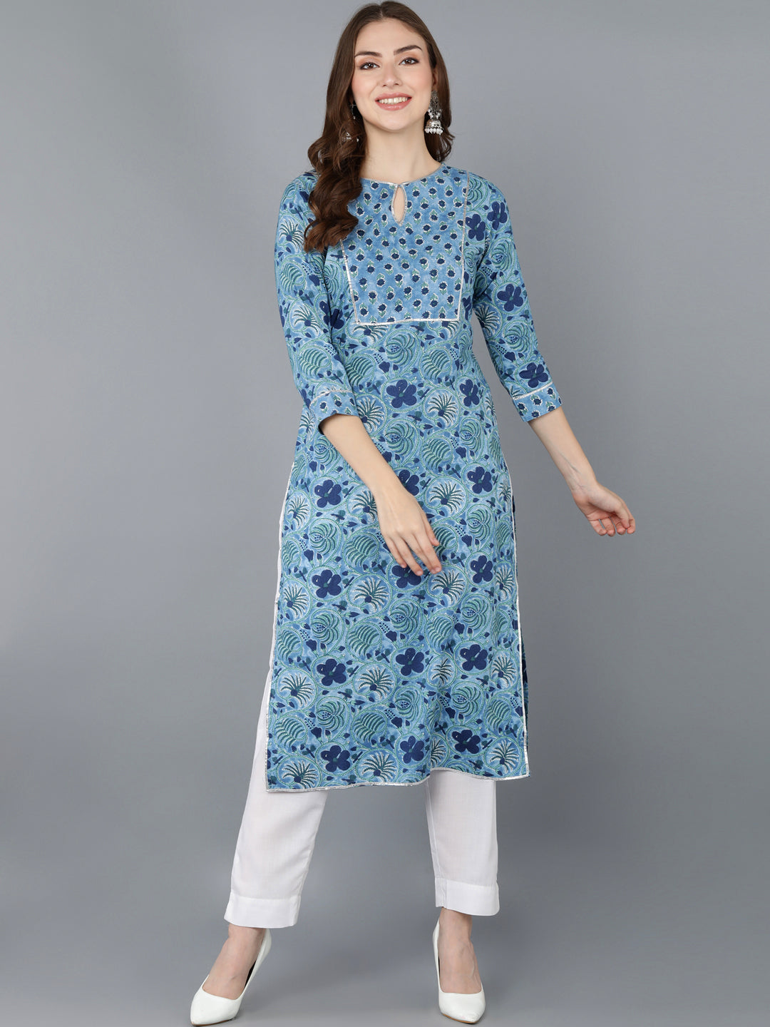 Women's Ahika Cotton Floral Printed Kurta - Ahika