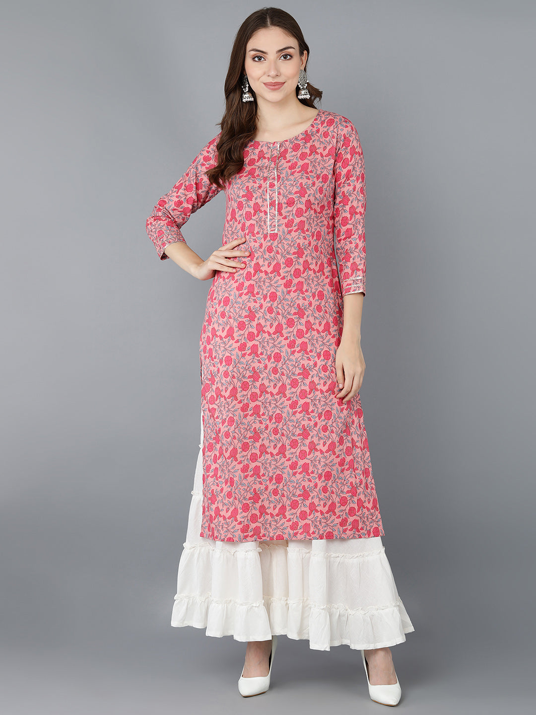 Women's Ahika Cotton Floral Printed Kurta - Ahika