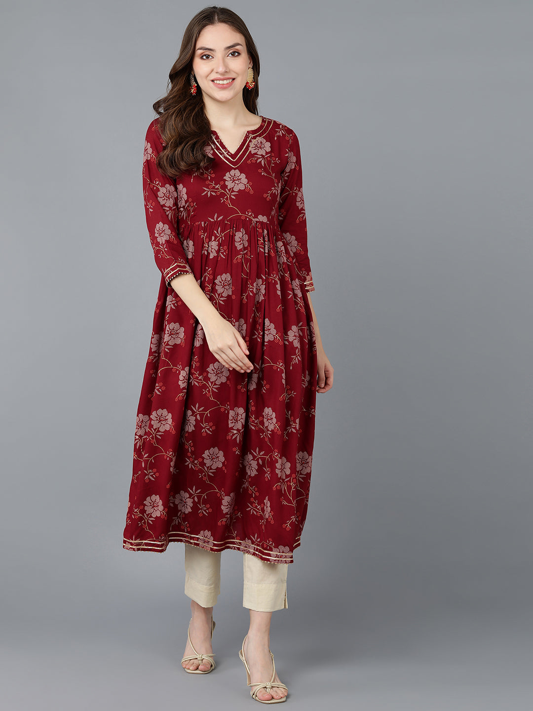 Women's Ahika Cotton Floral Printed Kurta - Ahika