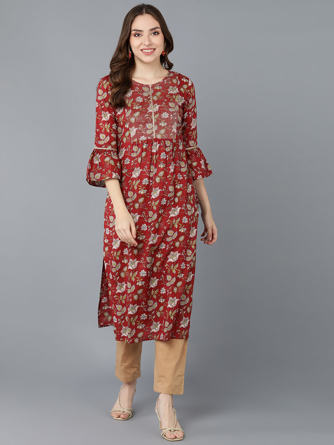 Women's Ahika Cotton Floral Printed Kurta - Ahika