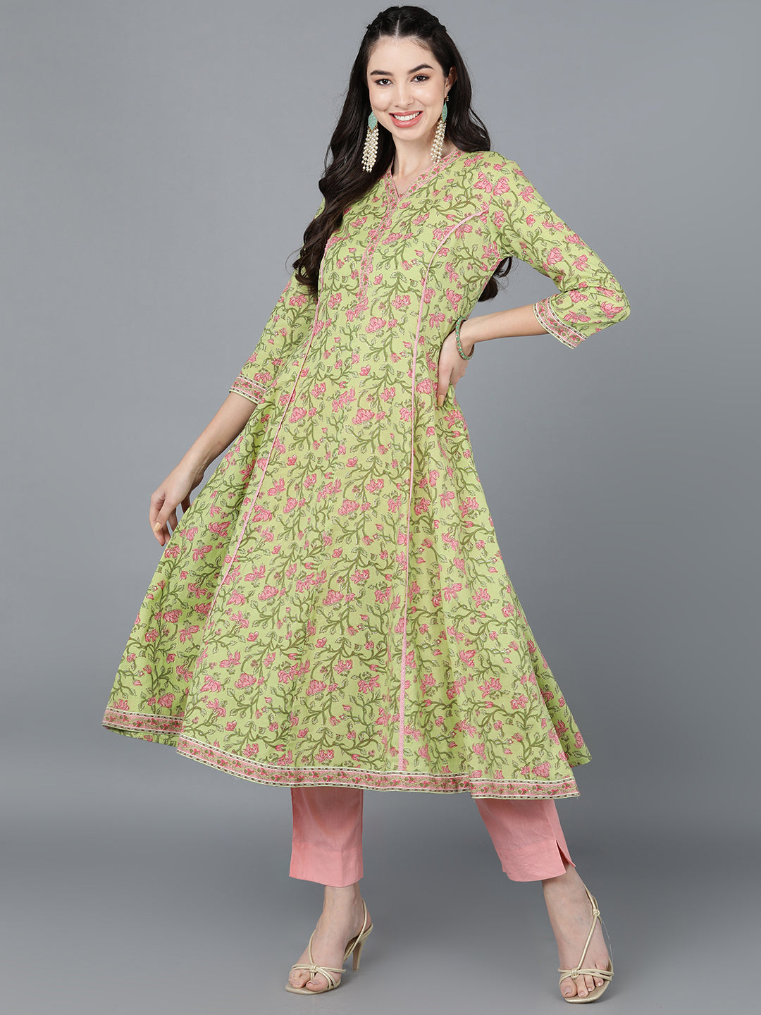 Women's Ahika Cotton Floral Printed Kurta - Ahika