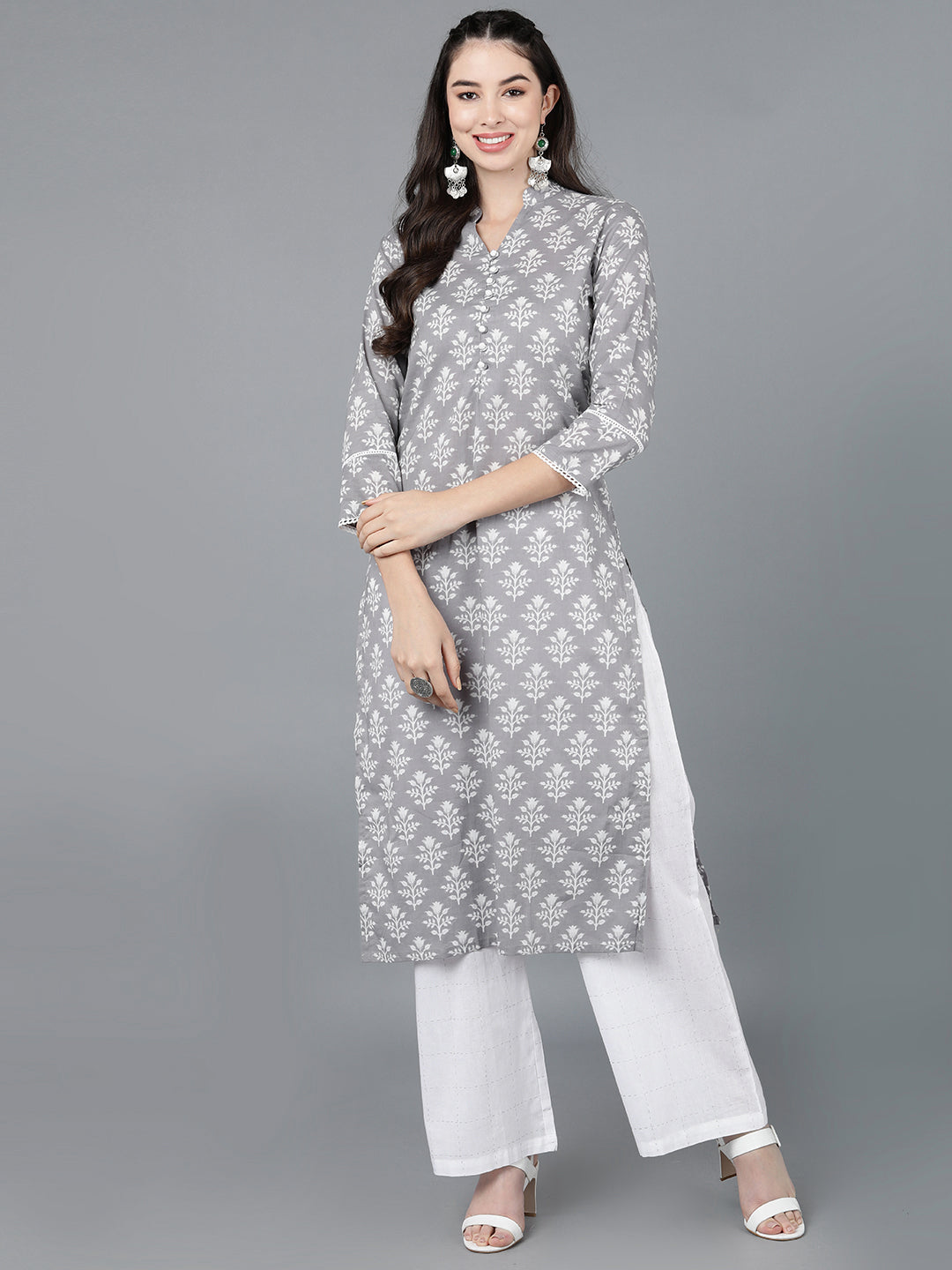 Women's Ahika Cotton Floral Printed Kurta - Ahika