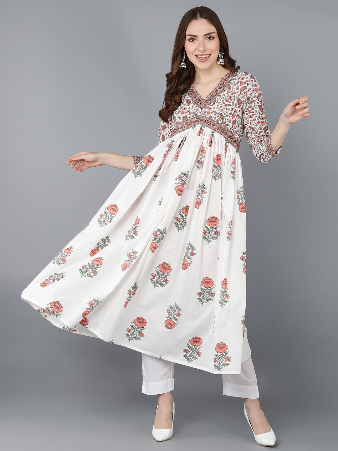 Women's Ahika Cotton Floral Printed Kurta - Ahika