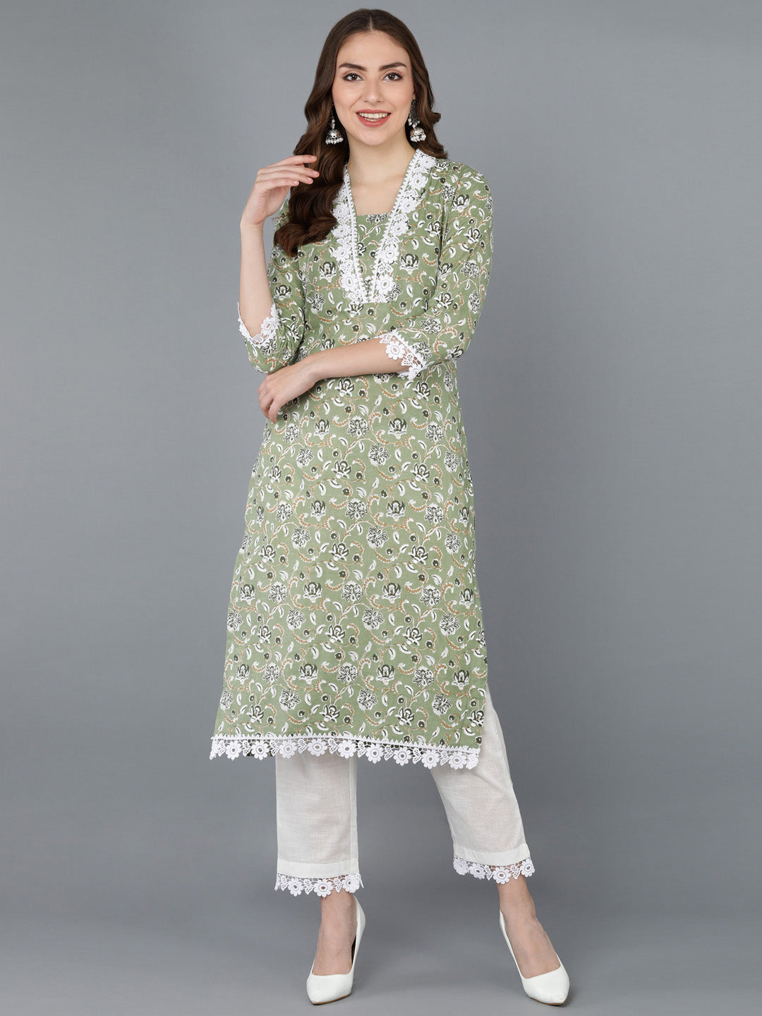 Women's Ahika Cotton Floral Printed Kurta - Ahika