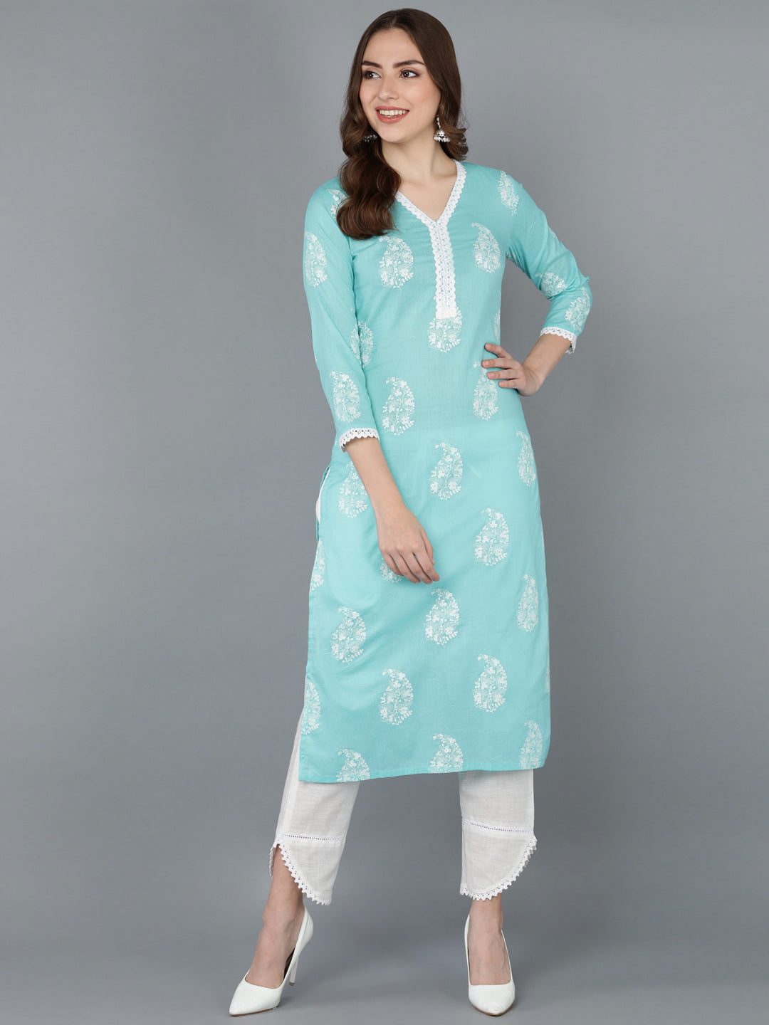 Women's Ahika Cotton Floral Printed Kurta - Ahika