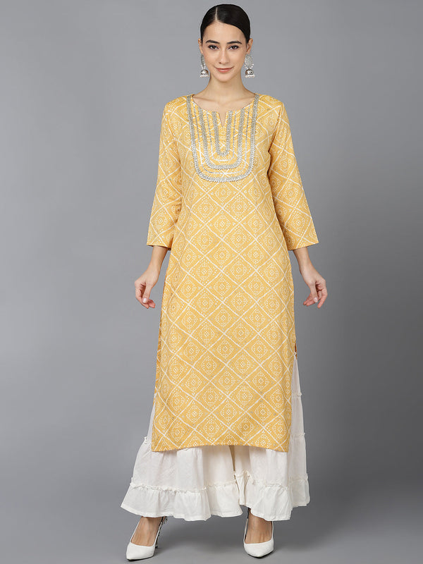 Women's Cotton Blend Geometric Printed Kurta - Ahika