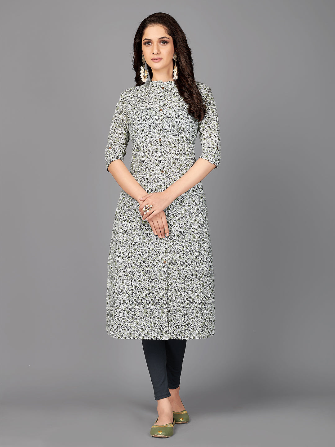 Women's  A-Line Cotton White Stitched Kurta With Multiple Slit - Vbuyz