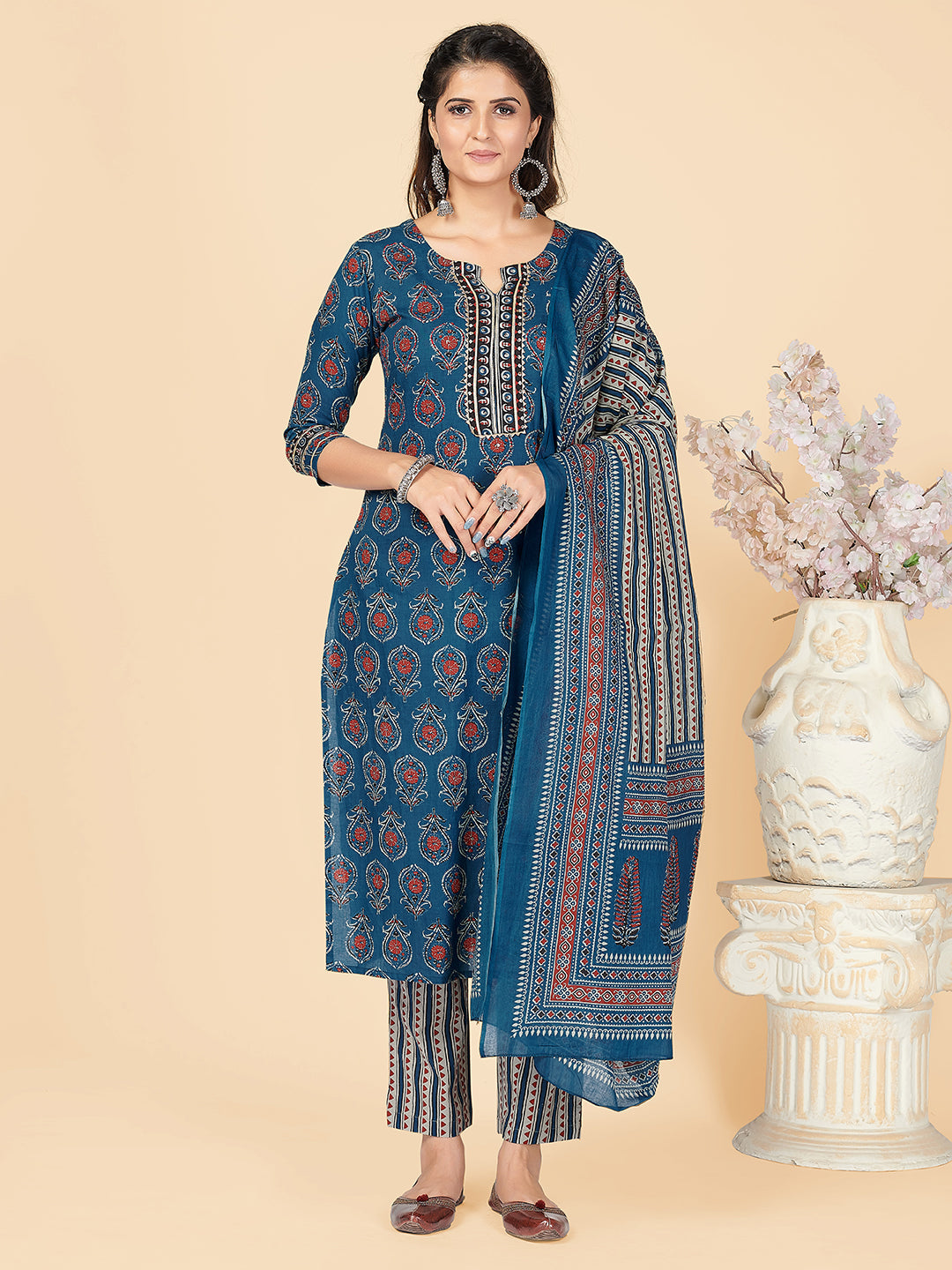 Women's Blue Kurta & Pant With Dupatta By Vbuyz- (3Pcs Set)