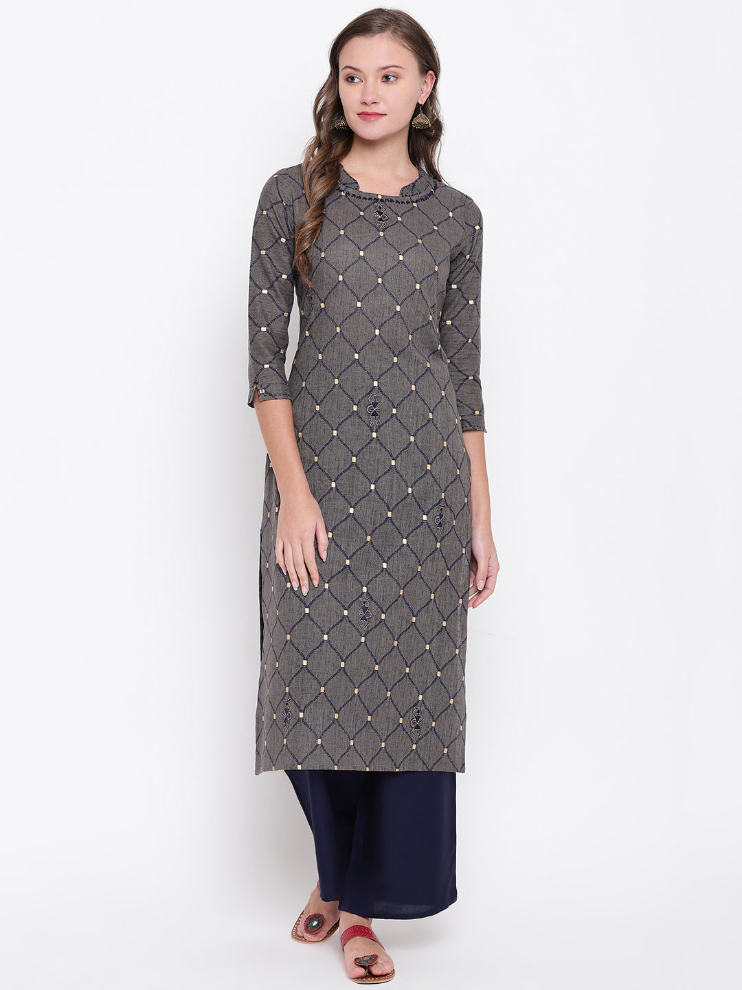 Women's Grey Cotton Kurti By Vbuyz (1Pc)