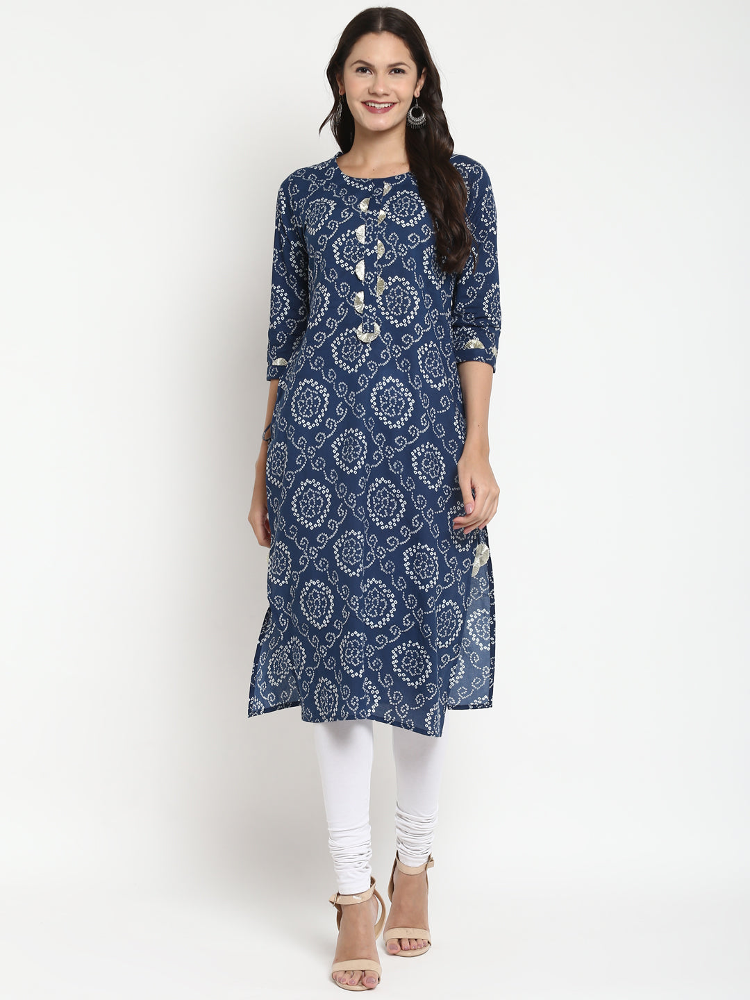 Women's Blue Cotton Bandhani Kurta By Vbuyz (1Pc)