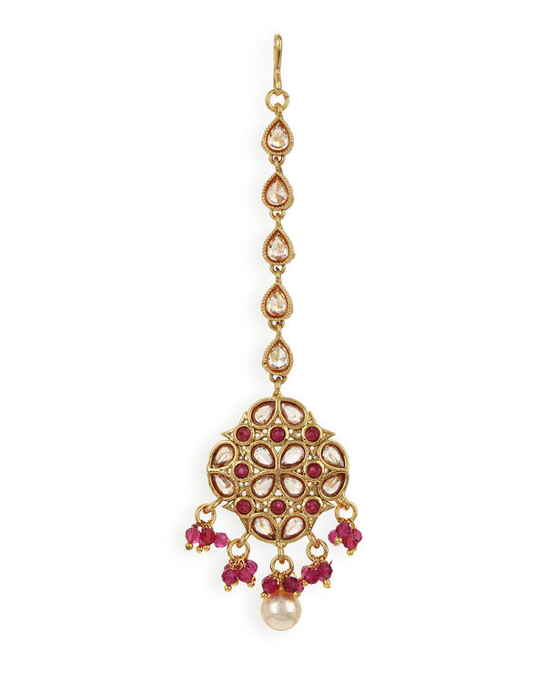 Women's Lattice Gold Brass Maang Tika - Voylla