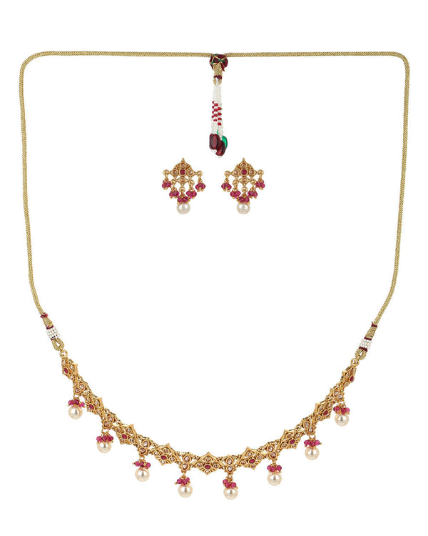 Women's Lattic Rose Gold-Plated Brass Necklace Set - Voylla