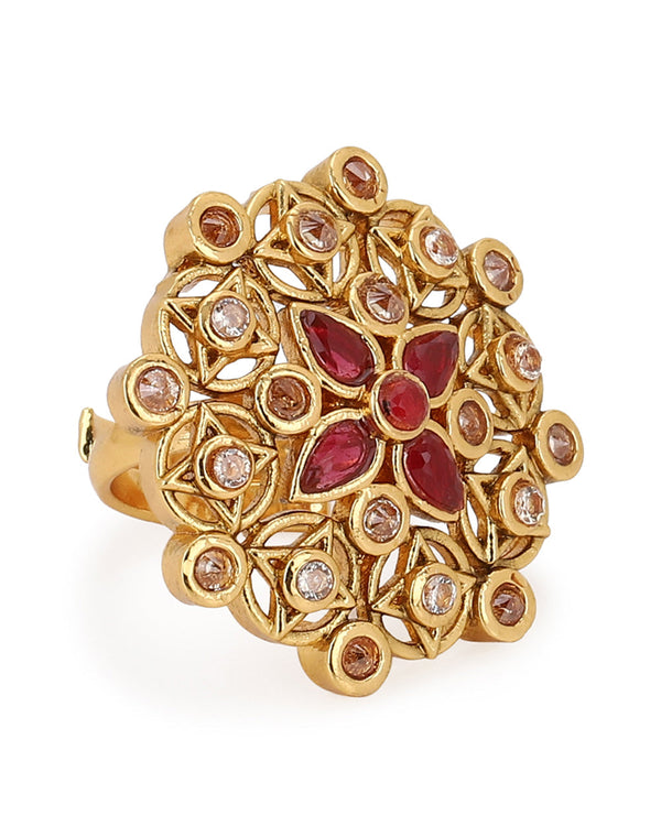 Women's Lattic Gold-Plated Ring - Voylla