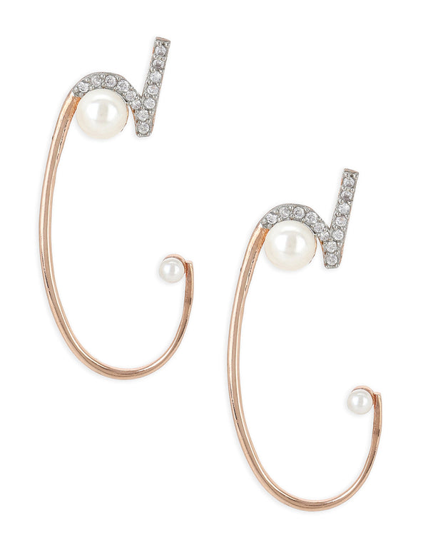 Women's Voylla Rose Gold Brass Earrings - Voylla