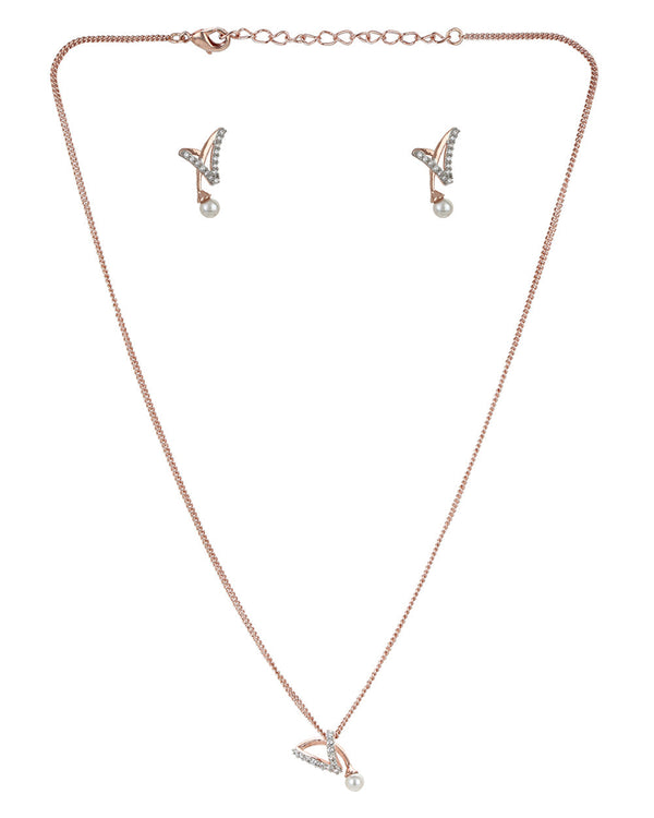 Women's Voylla Rose Gold-Plated Brass Necklace Set - Voylla