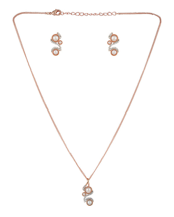 Women's Voylaa Rose Gold-Plated Brass Necklace Set - Voylla