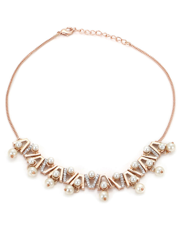 Women's Voylla Rose Gold-Plated Brass Necklace Set - Voylla